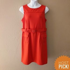 Merona Orange Sleeveless Belted Sheath Dress